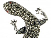 Large Silver & Marcasite Lizard Brooch