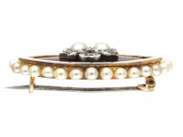Edwardian Double Heart Enamel & Diamond Brooch