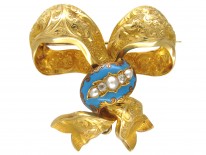 Victorian Turquoise Enamel & Diamond 15ct Gold Bow Brooch