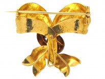 Victorian Turquoise Enamel & Diamond 15ct Gold Bow Brooch