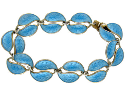 David Andersen Silver & Enamel Leaf Bracelet