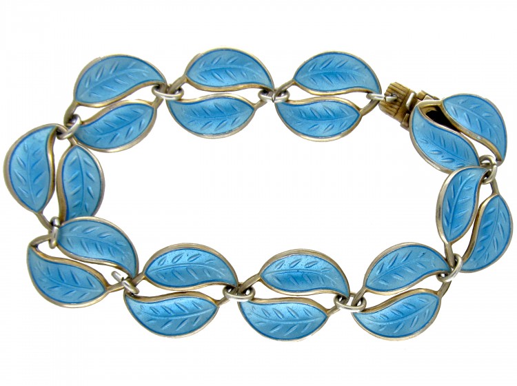 David Andersen Silver & Enamel Leaf Bracelet