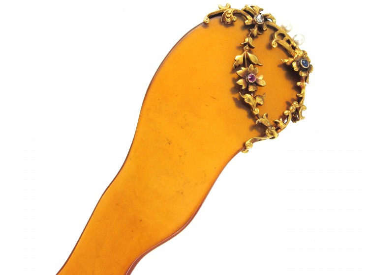 Edwardian Tortoiseshell & Gem Set Hair Ornament