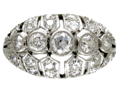 Diamond Set Art Deco Bombé Shape Ring