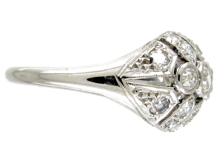 Diamond Set Art Deco Bombé Shape Ring