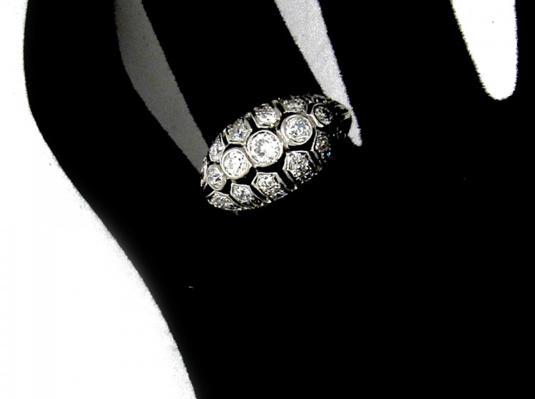 Diamond Set Art Deco Bombé Shape Ring