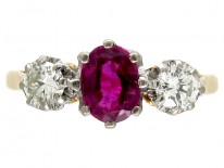 Ruby & Diamond Three Stone Ring