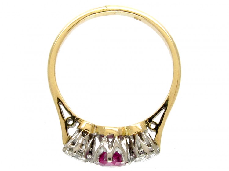Ruby & Diamond Three Stone Ring
