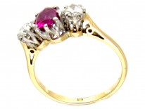 Ruby & Diamond Three Stone Ring