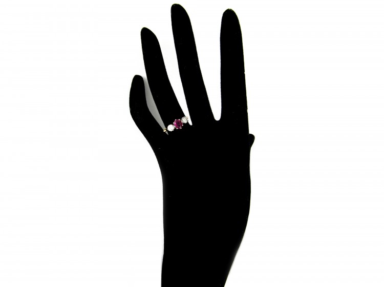 Ruby & Diamond Three Stone Ring