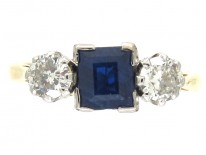 Sapphire & Diamond Three Stone Ring