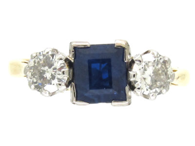 Sapphire & Diamond Three Stone Ring