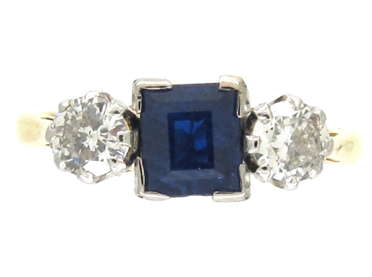 Sapphire & Diamond Three Stone Ring