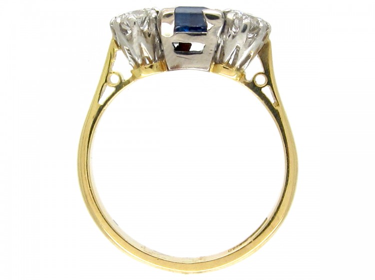 Sapphire & Diamond Three Stone Ring