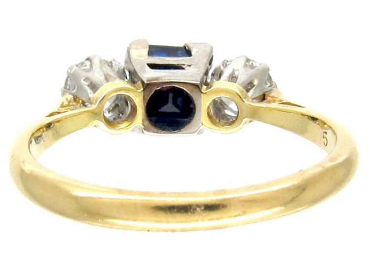 Sapphire & Diamond Three Stone Ring