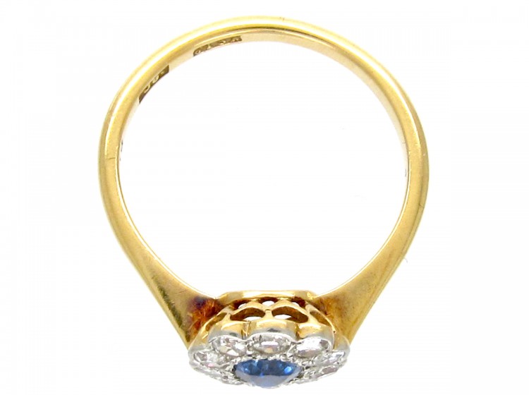 Edwardian Sapphire & Diamond Cluster Ring