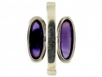 Double Cabochon Amethyst Silver Ring