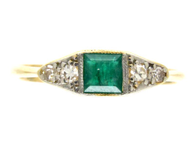 Emerald & Diamond Art Deco Ring