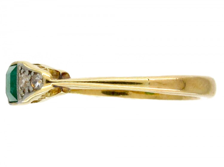 Emerald & Diamond Art Deco Ring