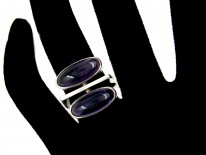 Double Cabochon Amethyst Silver Ring