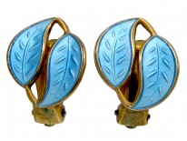 David Andersen Silver ​& Enamel Leaf Earrings