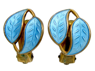 David Andersen Silver ​& Enamel Leaf Earrings