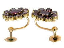 Georgian Flat Cut Garnet Cluster Earrings