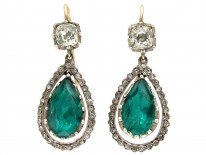 Victorian Green & White Paste Drop Earrings