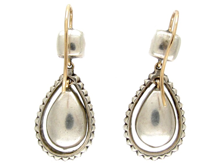 Victorian Green & White Paste Drop Earrings