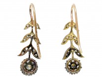 Edwardian Diamond Flower Drop Earrings