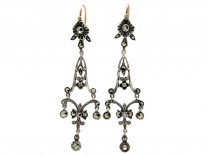 Long Drop Edwardian Silver & Gold Marcasite Earrings