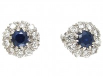 Sapphire & Diamond Cluster Earrings