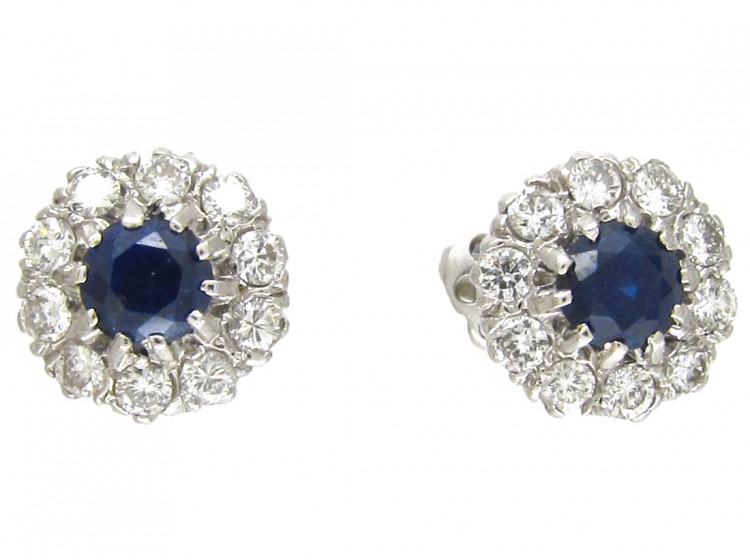 Sapphire & Diamond Cluster Earrings
