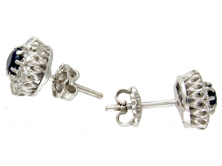 Sapphire & Diamond Cluster Earrings