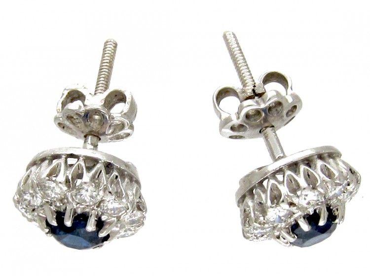 Sapphire & Diamond Cluster Earrings
