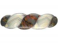 Victorian Silver & Agate Coiled Rope Design Brooch
