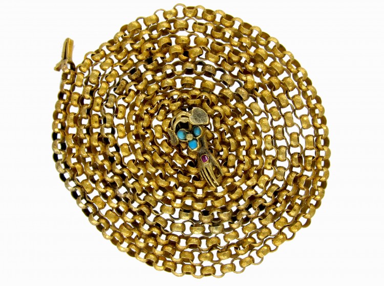 Georgian 18ct Gold Guard Chain with Hand Clasp