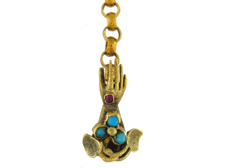 Georgian 18ct Gold Guard Chain with Hand Clasp