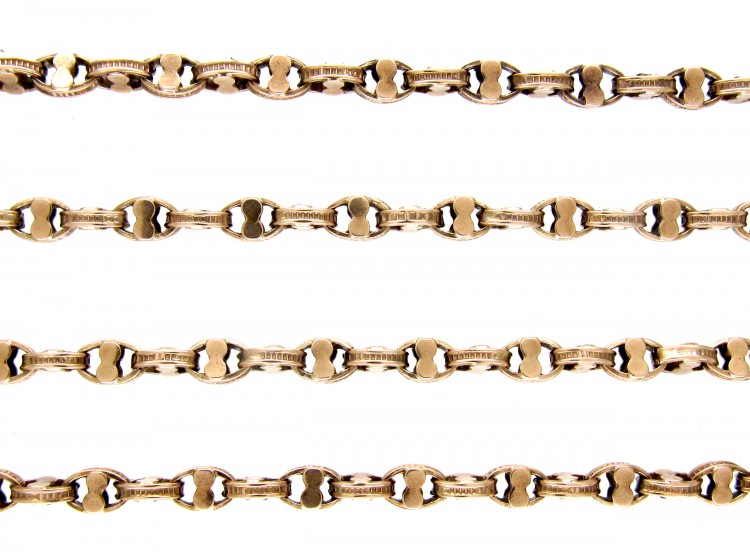 9ct Gold Fancy Link Victorian Guard Chain