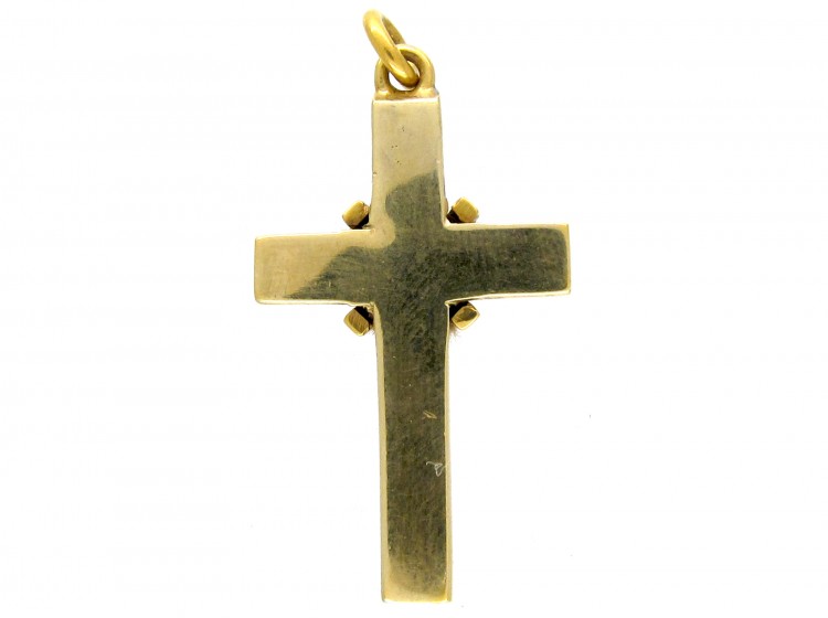 Victorian Natural Split Pearl & Diamond Cross Pendant