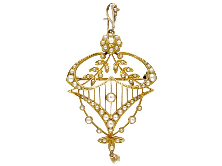 Belle Epoque 15ct Gold & Split Pearls Pendant