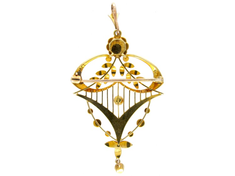 Belle Epoque 15ct Gold & Split Pearls Pendant