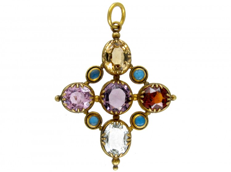 Georgian Harlequin Stones Pendant