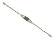 Art Deco Silver & Green Paste Bracelet