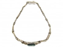 Art Deco Silver & Green Paste Bracelet