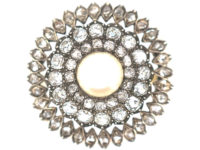 Edwardian Large 18ct Gold, Silver, Diamond & Natural Pearl Cluster Ring