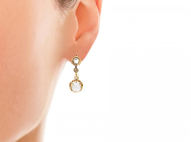 French Rose Diamond Drop Earrings