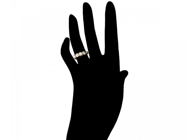 Victorian Five Stone Pearl & Diamond Ring