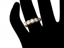 Victorian Five Stone Pearl & Diamond Ring