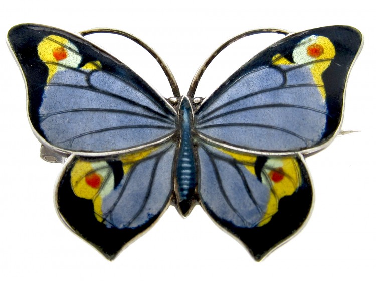 Silver & Enamel Butterfly Brooch